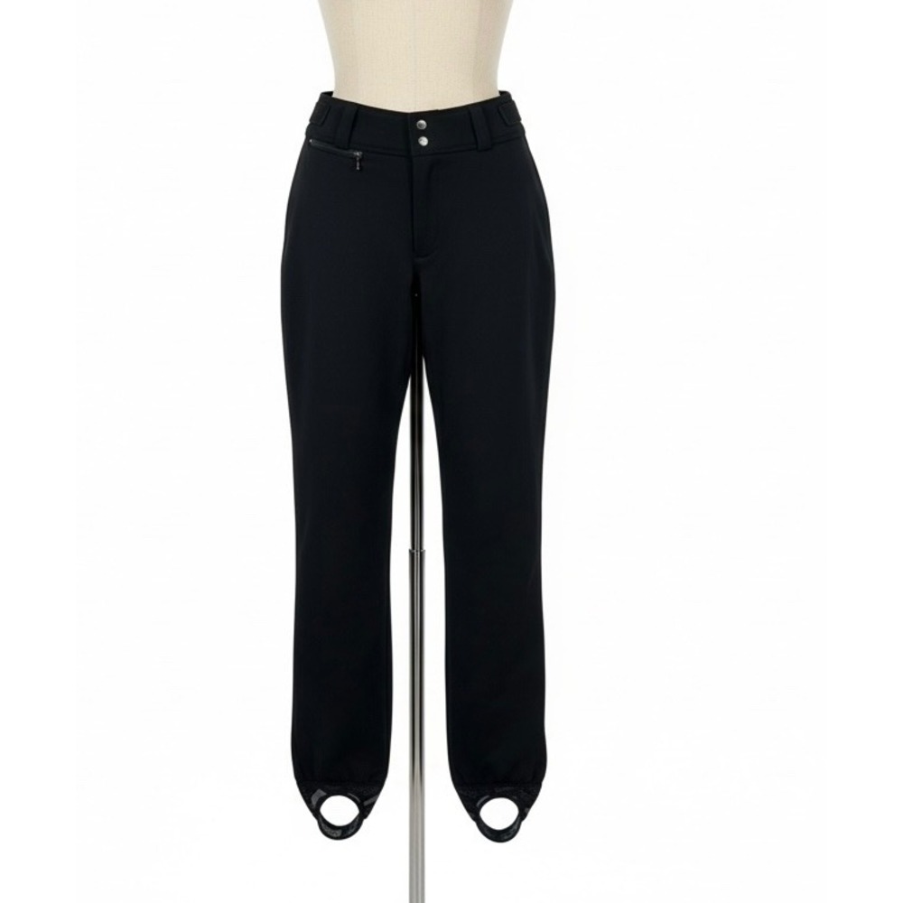 Polar Edge Women Ski Stirrup Pants Black High Rise Schoeller‎ Fabric Size 8
